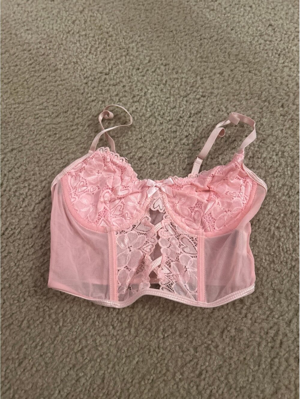 C705 bra small black  top see thru pink  cute bralette